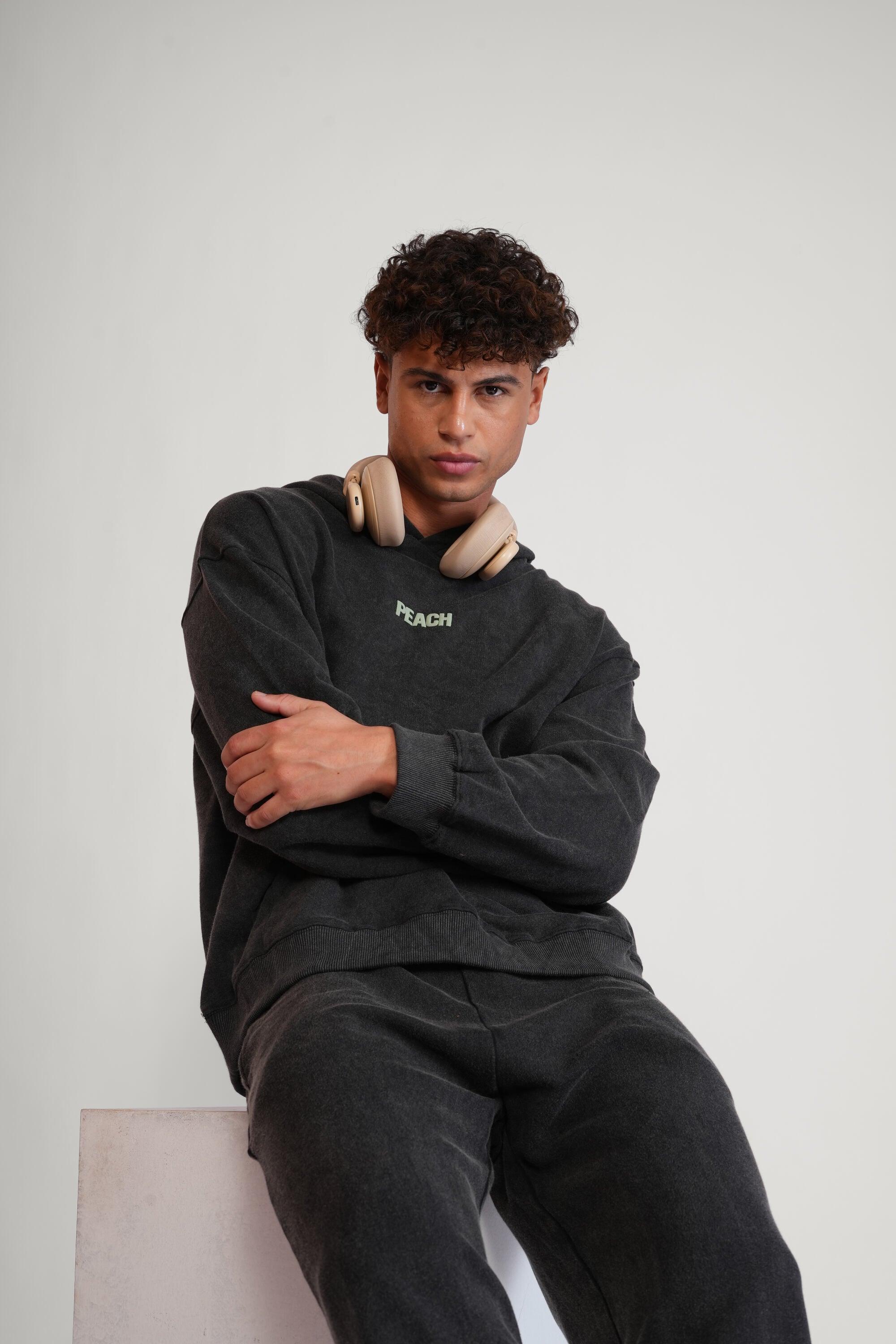 Black Stone Washed Hoodie - Image 7