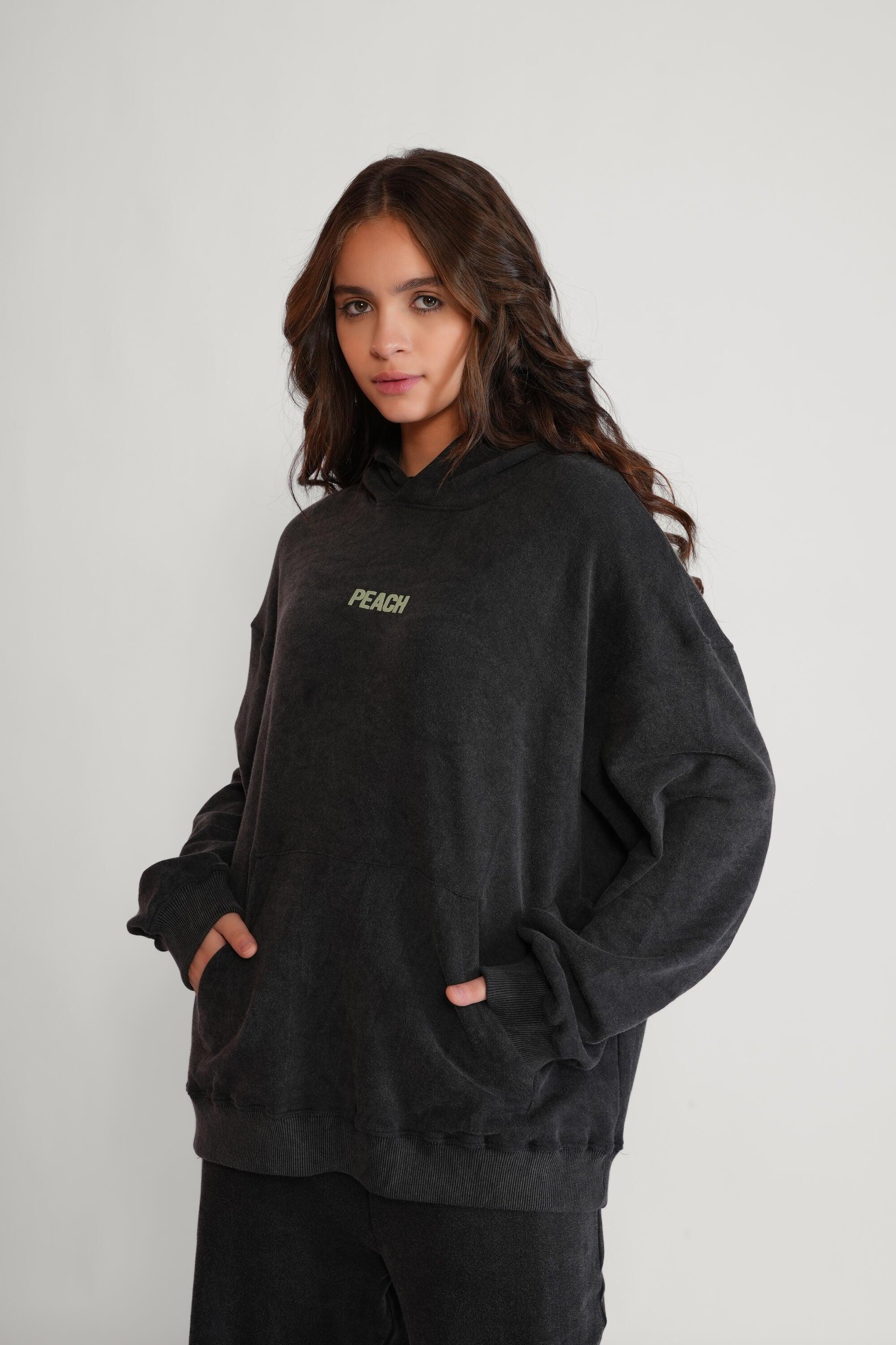 Black Stone Washed Hoodie - Image 8
